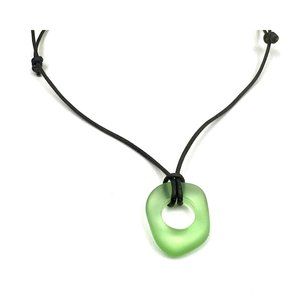 .  Womens Jackie Gallagher Adjustable Leather Cultured Glass Circle Necklace NWT